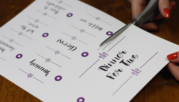 The dinner for two gift tags can be used to add a personal touch to your gifts
