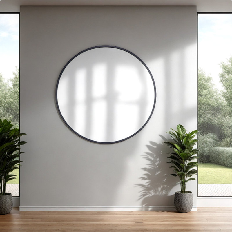 Aluminium Framed Wall Mounted Mirror, 32" x 32", Black