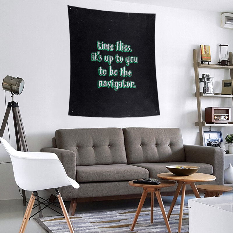 Tapisserie tableau noir en polyester time quote, Vert, H 60 po x l 51 po