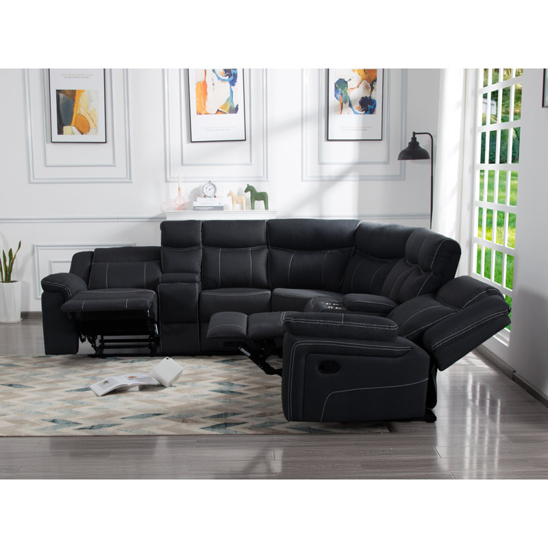 Canapé modulaire 3 pièces Carmetta, Black Polyester Blend
