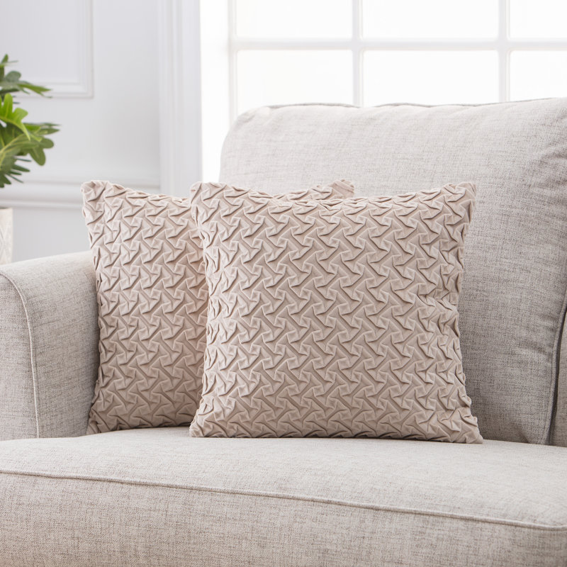 Chanasya Origami Textured Velvet Decorative Throw Pillow Cover, Off White