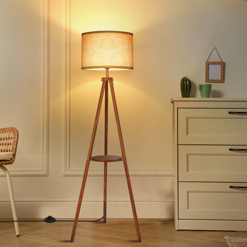 Lampe trépied DEL 63 po Jodanna, Brun