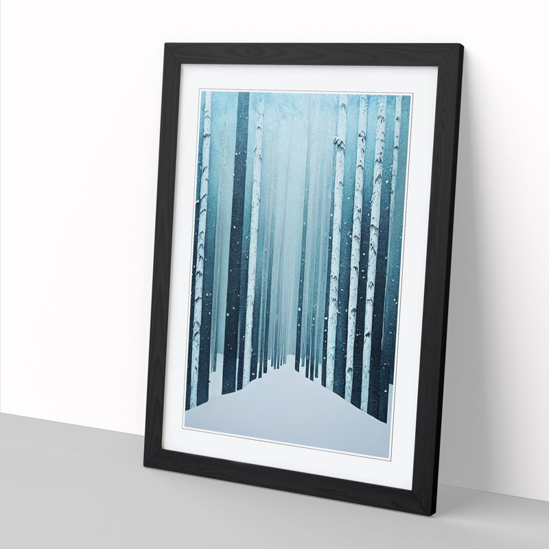 Winter Forest Modern - Single Picture Frame Print, 64cm H x 46cm W x 2cm D, Black