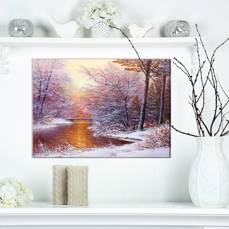 «Winter Landscape with River», reproduction sur toile tendue, H 20 po x l 20 po x P 1 po