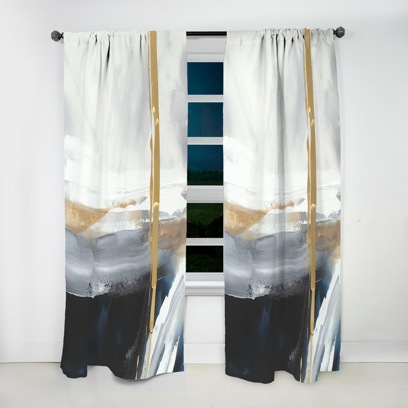 Guilbert - Black Eruption Of Marble IV - Modern Curtain - Velvet Room Darkening - 1 panel, 52" W x 108" L