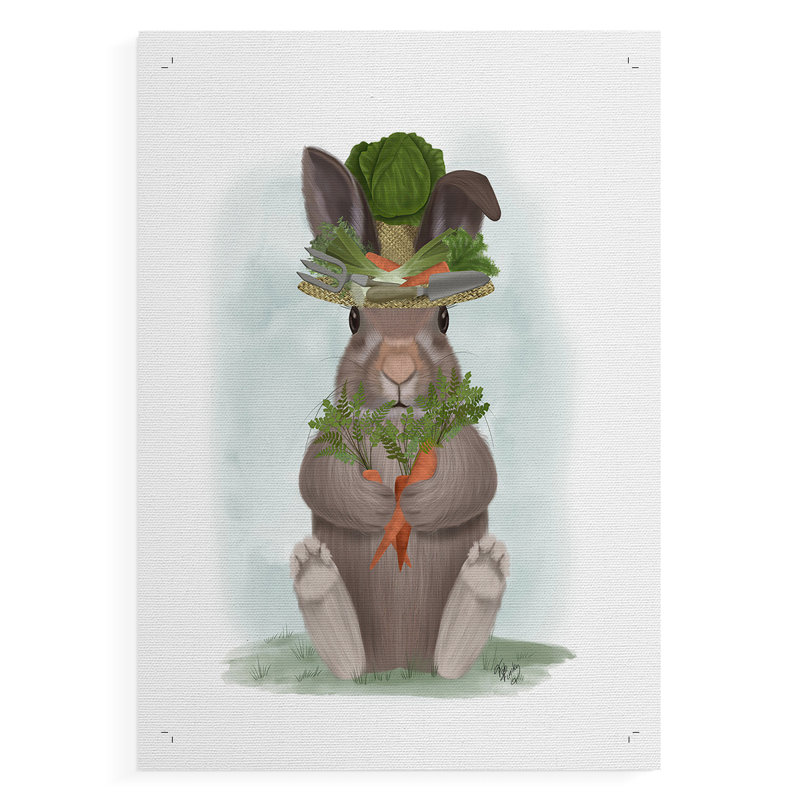 Rabbit Carrot Hat -Canvas Print Only - NOT FRAMED, 18" H x 12" W