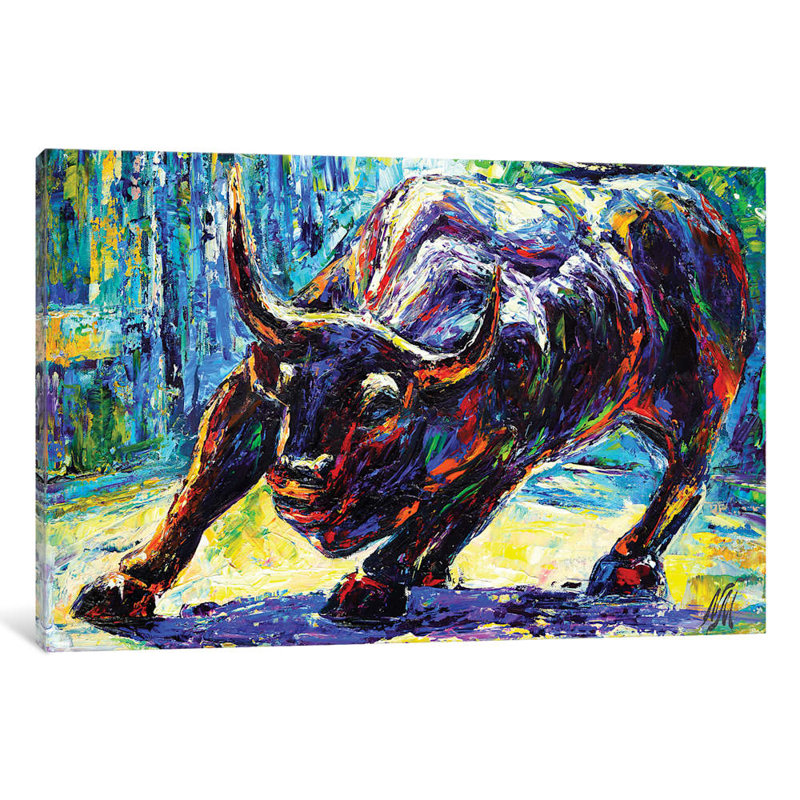 Charging Bull by Natasha Mylius - Wrapped Canvas Giclee Art Print, 152.5 cm H x 101.5 cm W