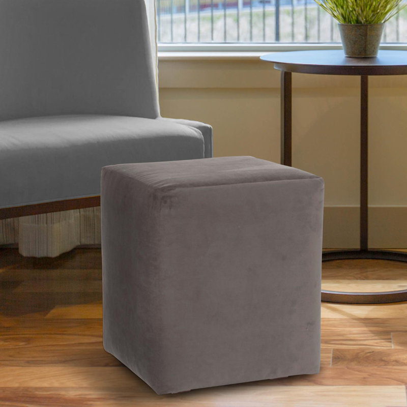 Azemar Box Cushion Ottoman Slipcover, Walnut