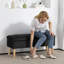 Upholstered Storage Ottoman Bench with Wood Legs, Black