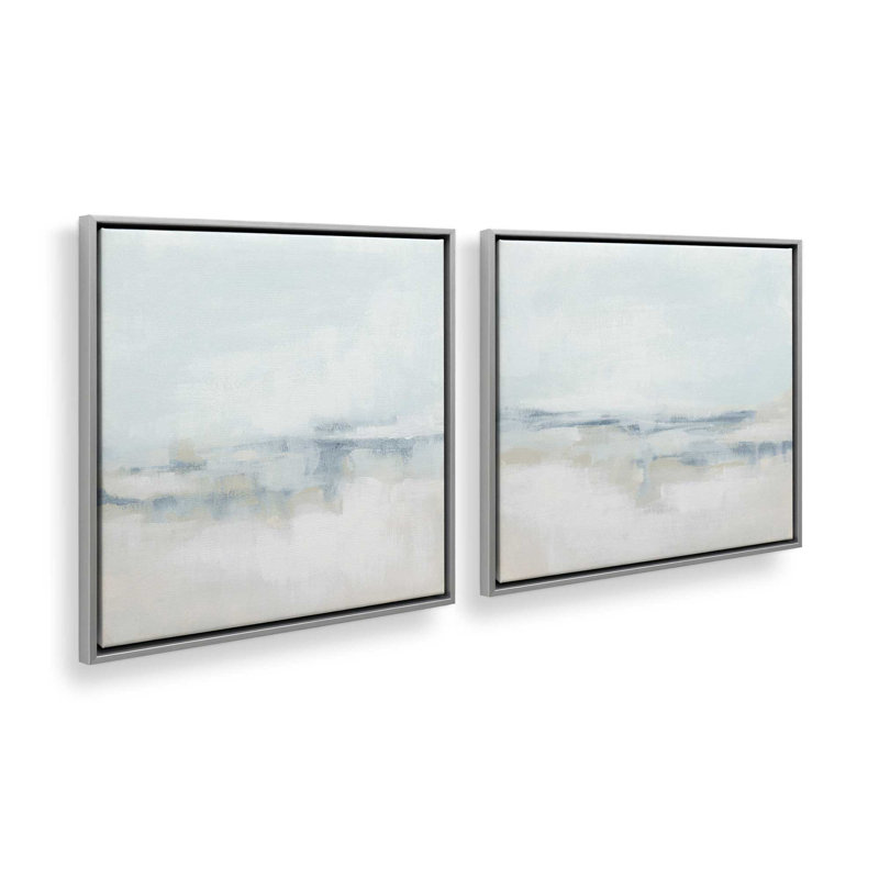Ensemble de 2 nuances de rivage nuageux, Cadre flottant en chrome poli, H 33 po x l 66 po x P 1,75 po
