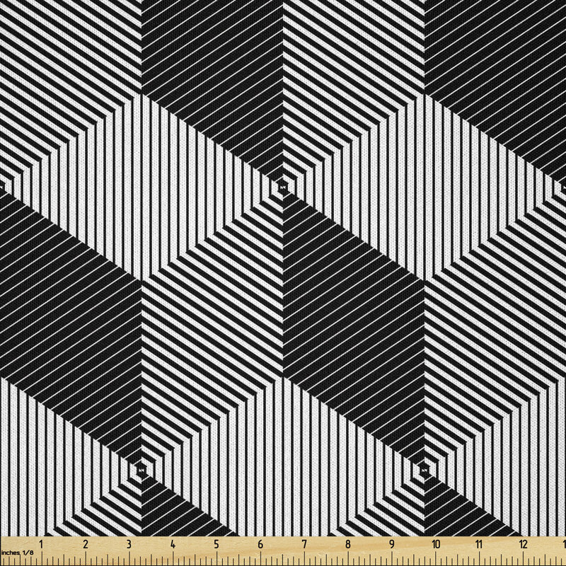 Davyn Monochrome Cube Composition with Abstract 3D Multi-Purpose Fabric