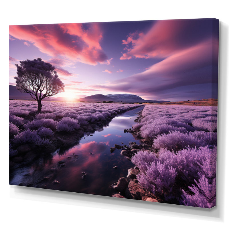 " Flower Field Ethereal Lavender I ", 16" H x 32" W, Toile tendue