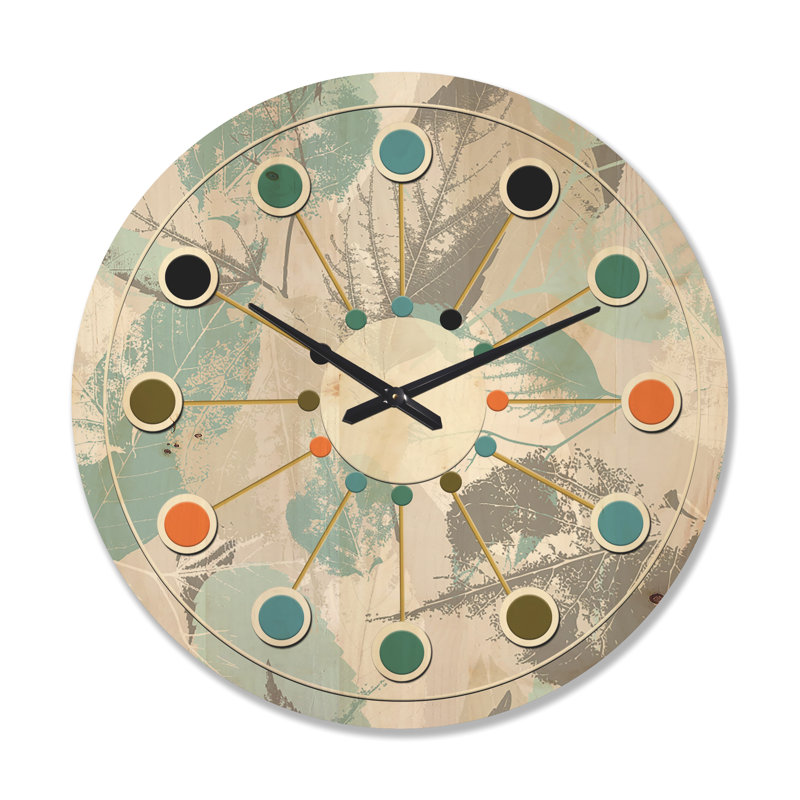 Horloge murale en bois Foliage Design I, Très grand