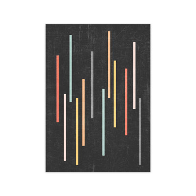 Colourful Lines On Black Grunge - Print