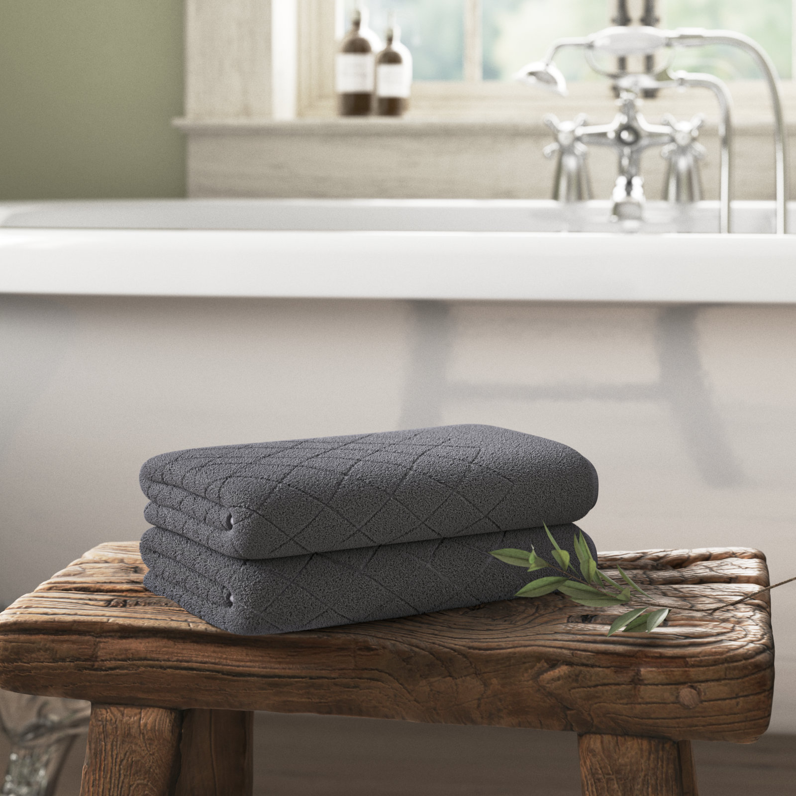 Turkish Cotton Bath Sheet Set, Anthracite