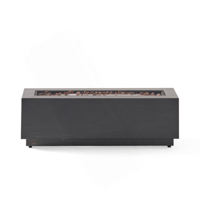 Outdoor 50,000 BTU Rectangular Iron Propane Fire Pit (Tank Cover Not Included)