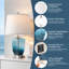 Ensemble de 2 lampes de table en verre de 23 po, lampes de chevet pour chambre à coucher avec ports USB A + C, lampe de table de chevet à commande tactile à intensité variable à 3 voies pour le décor du salon, bleu