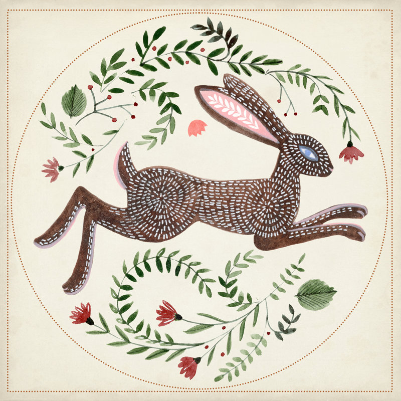Bunny Folklore II - Wrapped Canvas Print, 30cm H x 30cm W x 3.8cm D