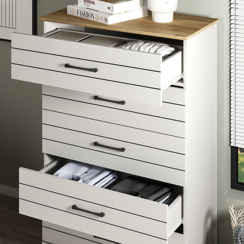 Calumn 5-Drawer Chest, Brown/Ivory