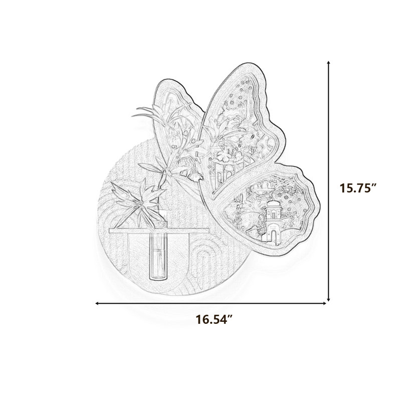 Art mural grès vert et blanc à forme libre, H 15,75 po x l 16,54 po