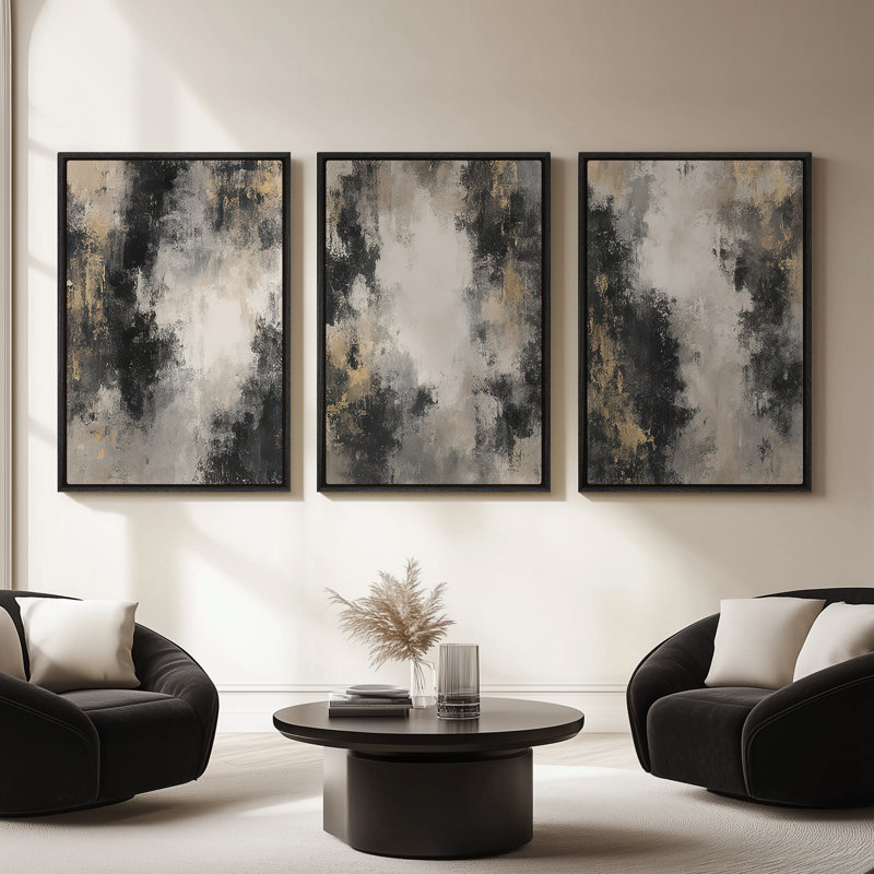Art mural encadré sur toile, rétro muraux abstraits pour chambre à coucher, H 36 po x l 24 po, Noir
