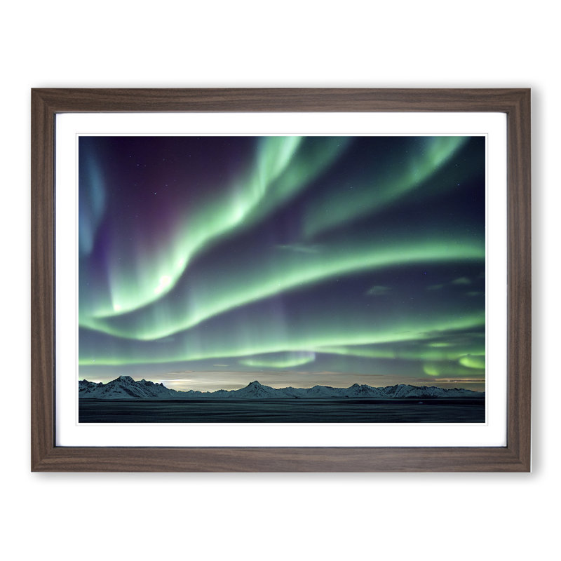 Desirable Northern Lights - Single Picture Frame Print, 25cm H x 34cm W x 2cm D, Walnut