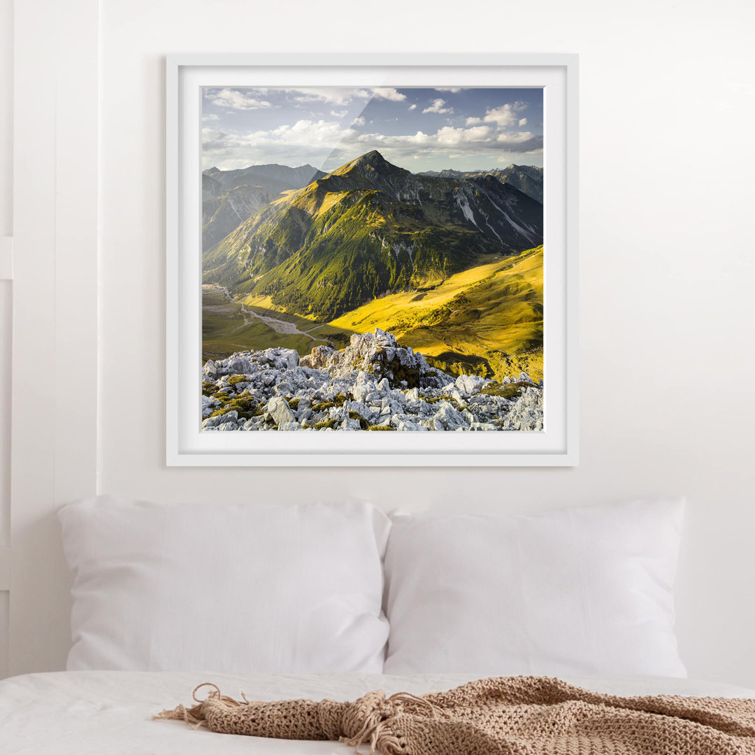 Gerahmtes Poster Berge und Tal der Lechtaler Alpen in Tirol