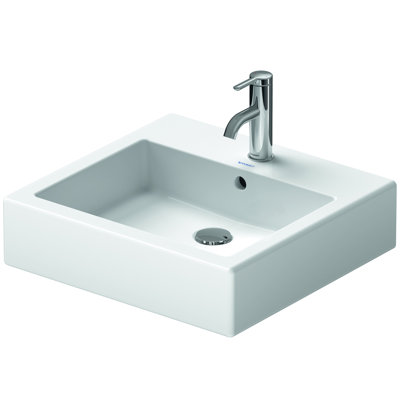 Vero White Ceramic Rectangular Wall Mount Bathroom Sink with Overflow