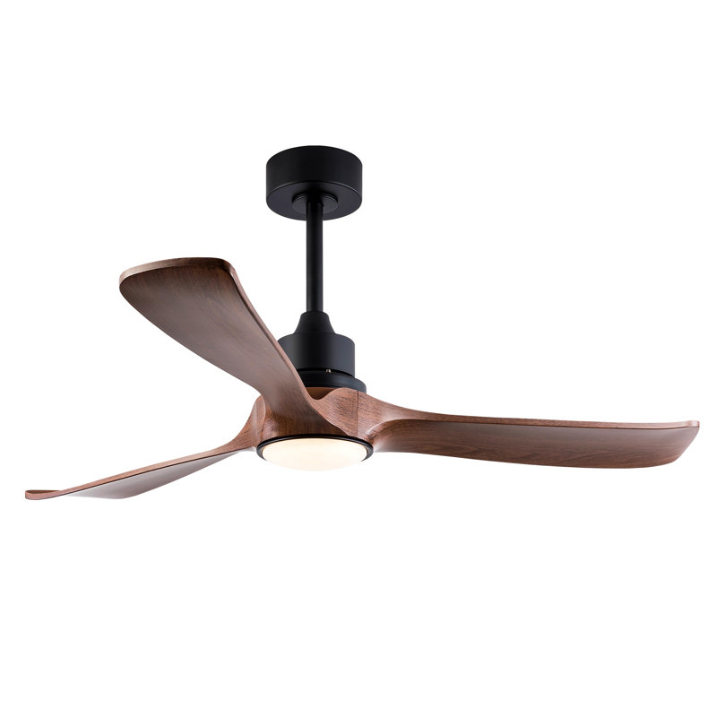 Ventilateur de plafond moderne avec moteur à courant continu réversible à 3 pales en ABS à intensité variable de 3 couleurs avec lumière DEL