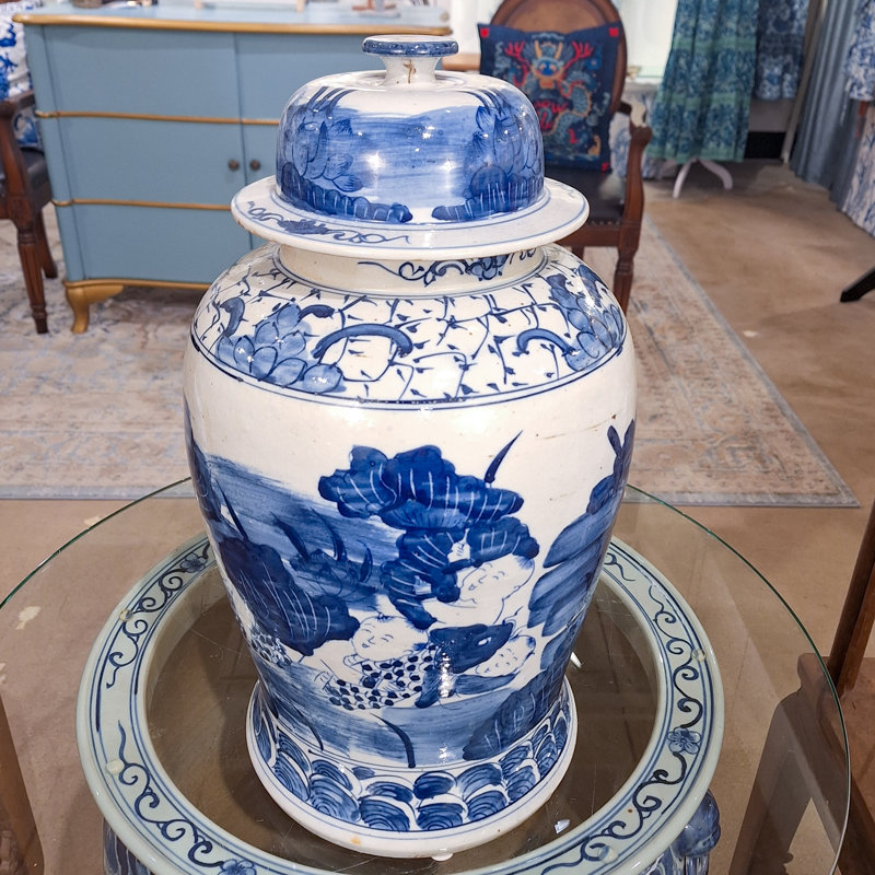 Blue and White Children Jar