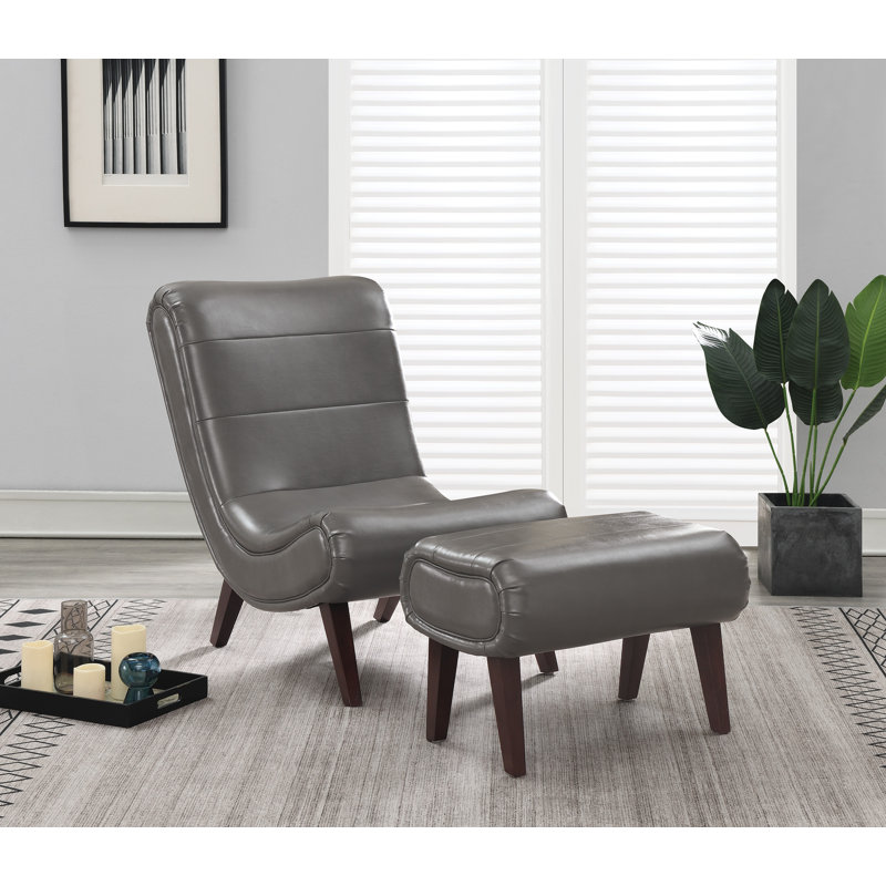 Chaise longue avec repose-pieds Lavli, Étain