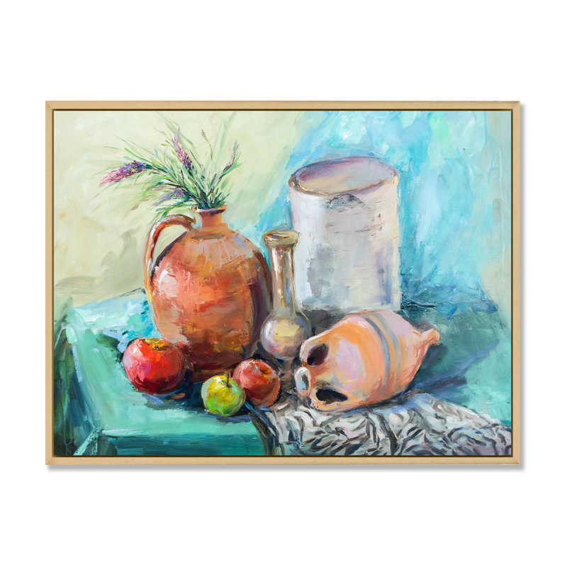 Fleurs et fruits Impressionnisme 8, H 36 po x l 24 po x P 1 po, Cadre flottant brun