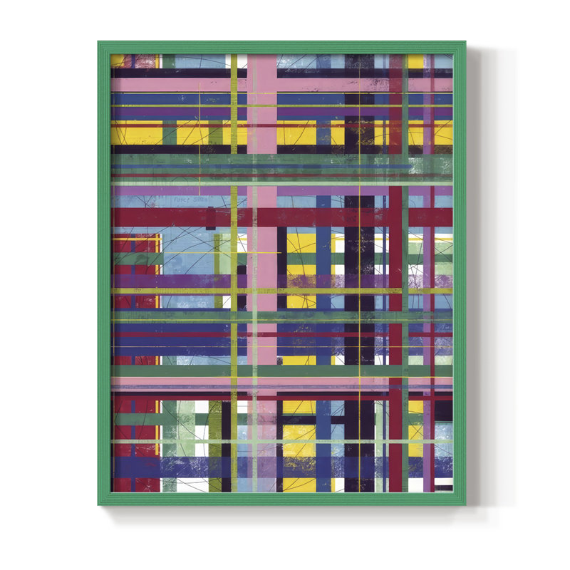 Échafaudage en couleur II, reproduction encadrée - bois massif, H 15 po x l 12 po, Vert