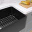 Farmhouse/Apron Kitchen Single Bowl Fireclay Kitchen Sink with Sink Grid and Basket Strainer-91583893