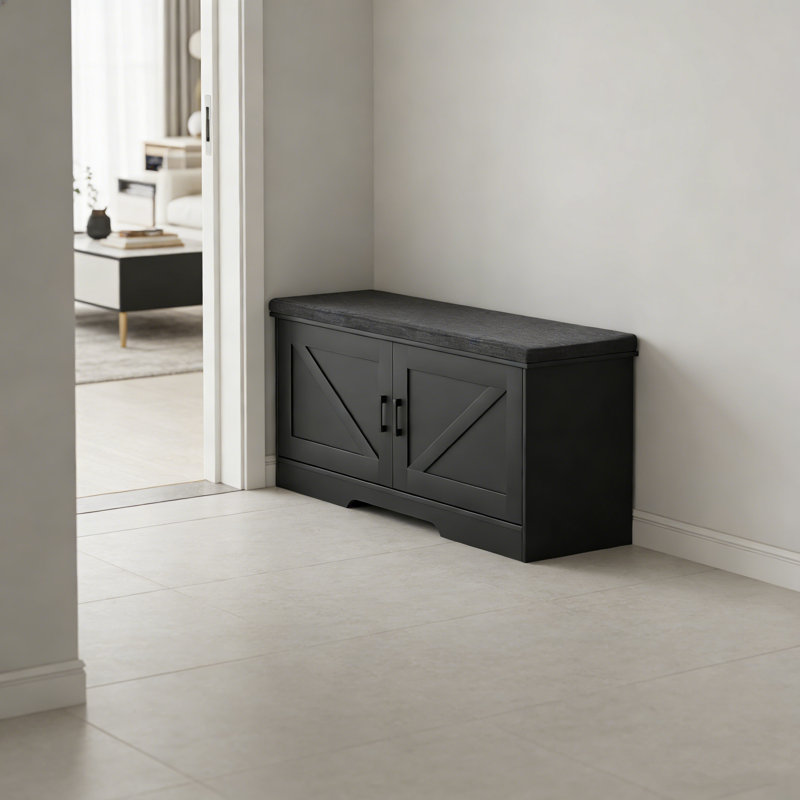 Banc de rangement avec siège rembourré, 17.72" H x 39.4" W x 13.78" D