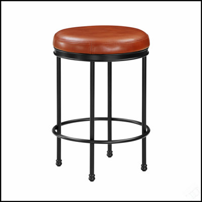 Tabouret de comptoir en similicuir et métal sans dossier Caramel, moderne et peu encombrant avec siège rembourré confortable et structure durable.