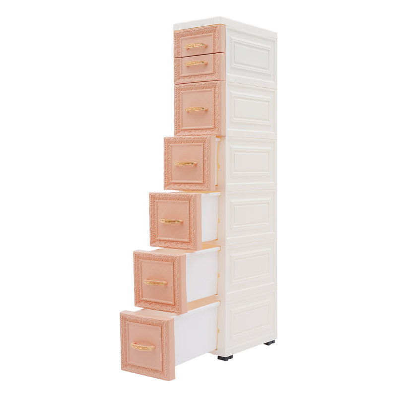 Organisateur de rangement mince, armoire de rangement étroite avec roue mobile, H 39,4 po x l 7,1 po x P 12,6 po, Orange