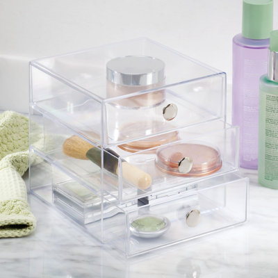 Clint Plastic 3-Drawer Makeup Organizer