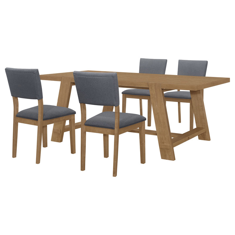 Ensemble de table de salle à manger Gavilon - Solution de salle à manger expansive bleue et brune, 5