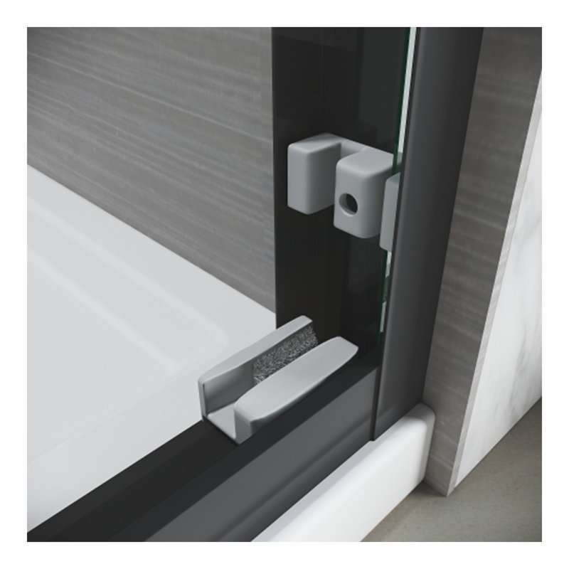 Sliding Shower Glass Door 56-60 in. W x 72 in. H, Adjustable Semi Frameless Shower Door, Certified Thick Clear Clear Tempered Glass, 304 Stainless Steel Handles, 