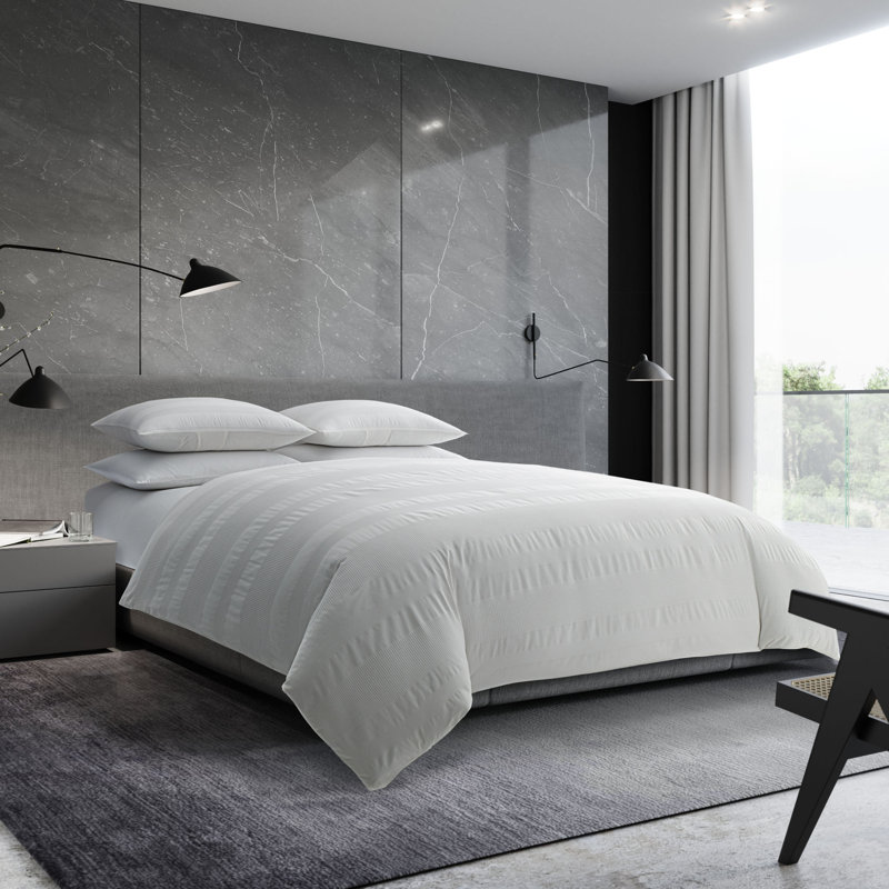 Ensemble d'édredon en coton gaufré Vera Wang, Édredon pour grand lit + 2 taies décoratives pou