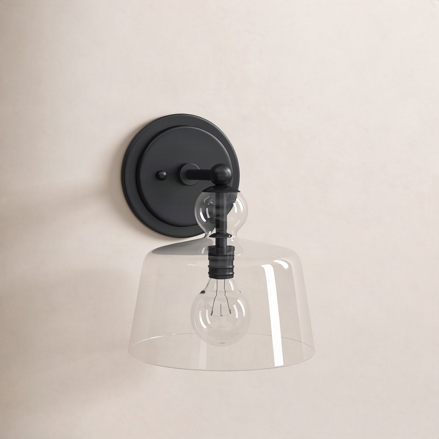 Single Light Armed Sconce, Black