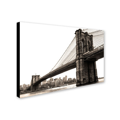 Rindge "Brooklyn Bridge 2" by CATeyes Photographic Print on Wrapped Canvas
