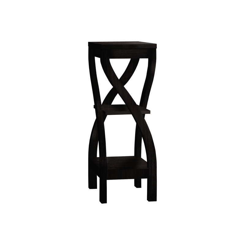 Support contemporain pour plante, 3 tables d'appoint avec rangement, stratifié brun pour salon, table d'appoint moderne, chambre foncée, couloir