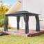 Abri de jardin extérieur gris foncé 10 x 12 pi, abri à toit souple à deux niveaux avec rideaux d'intimité et filet grillagé, structure en acier stable avec crochets de plafond
