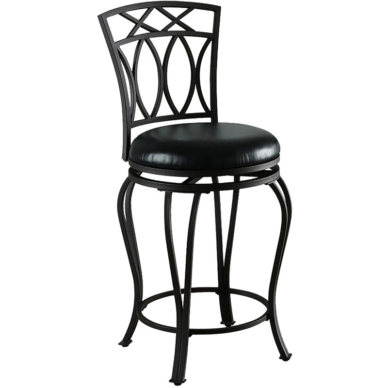 Tabouret de comptoir noir avec siège rembourré et pivotant - base en métal, H 39 po x l 19 po x P 17 po, H 24 po, profondeur 16,75 po, poids maximal de 200 lb, décoration de salle à manger, hauteur traditionnelle 39 po, largeur 19 po Hauteur,
