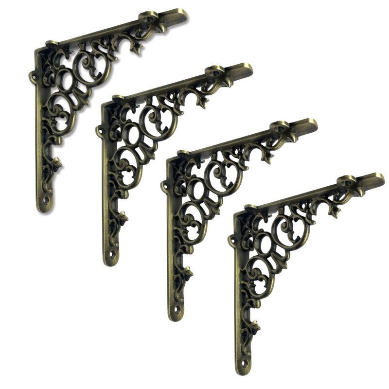 homerville Scroll Shelf Bracket, Antique Brass