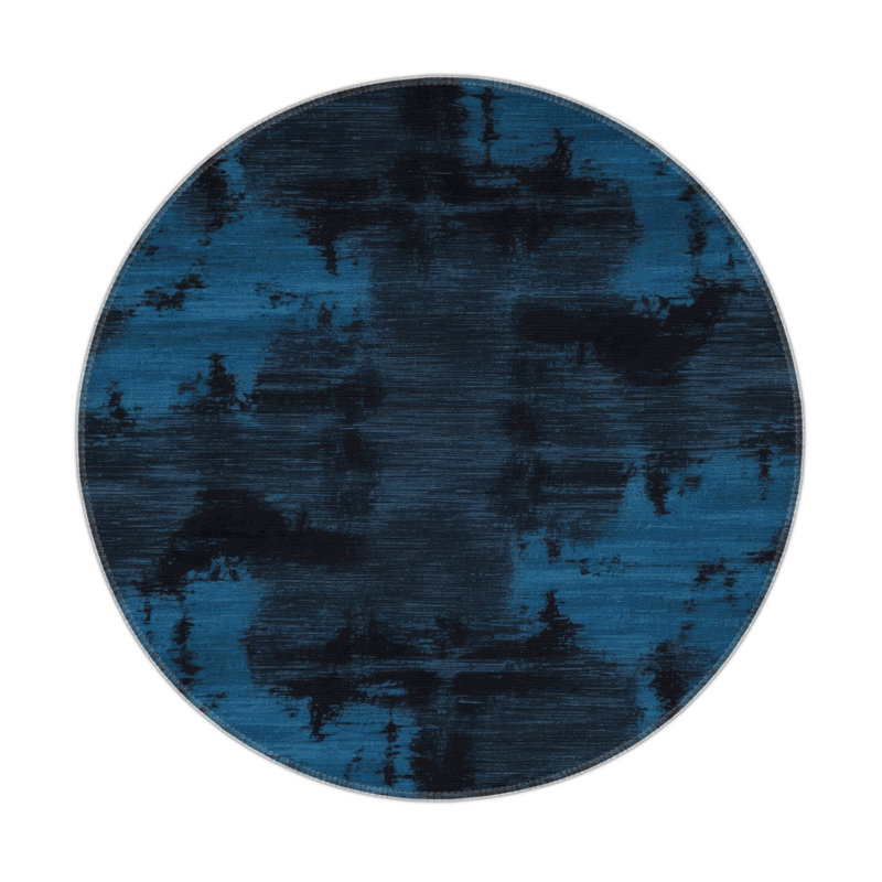 Tapis gris abstrait intérieur et extérieur, Rond 5 pi