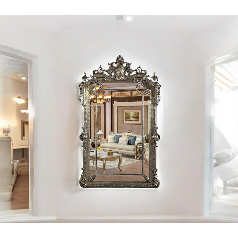 Miroir d'appoint mural en bois Daylan, Silver