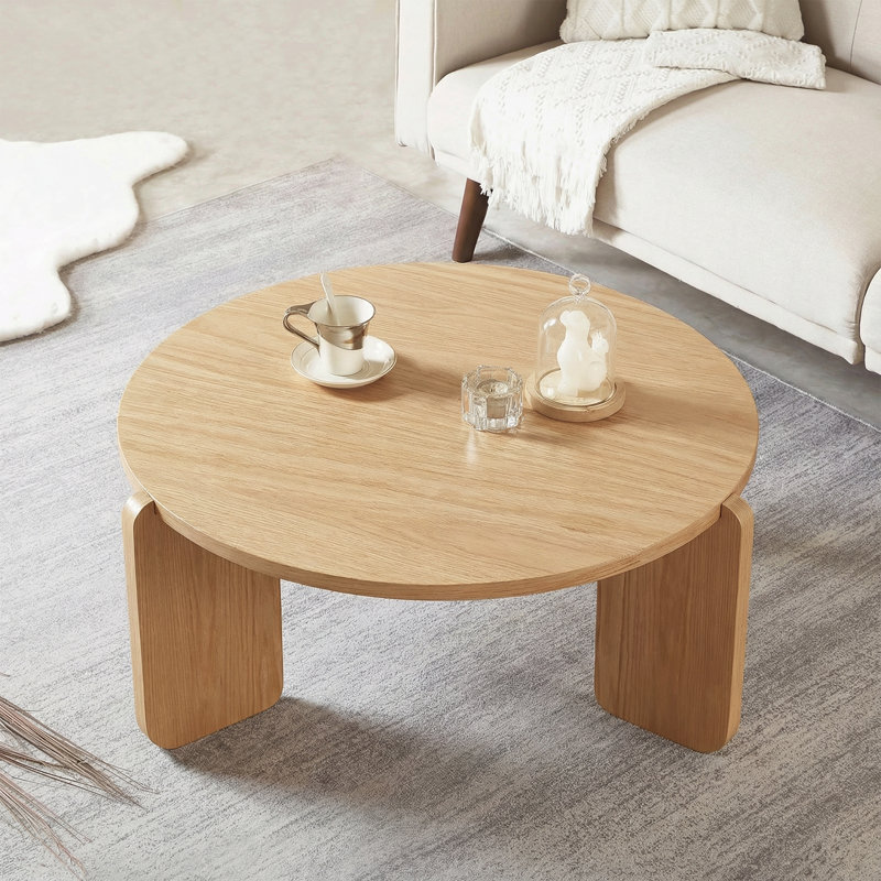 Solid Wood Round Coffee Table, Natural